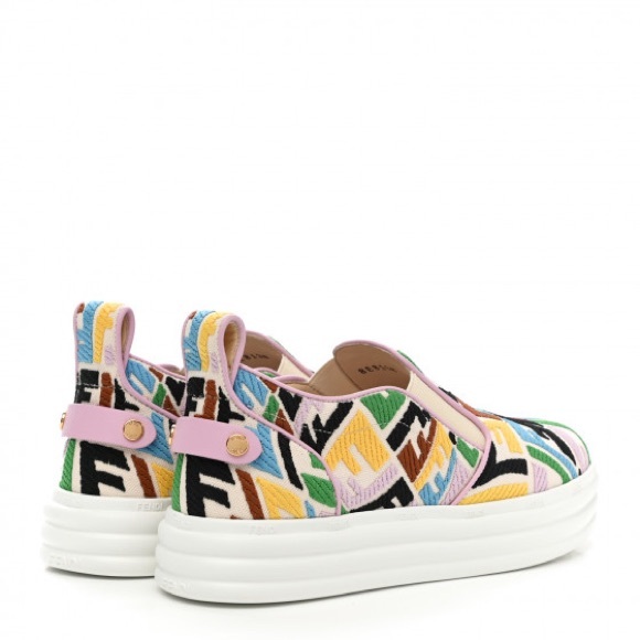 FENDI X SARA COLEMAN Canvas FF Vertigo Embroidered Womens Rise Slip On Sneakers - Picture 3 of 11
